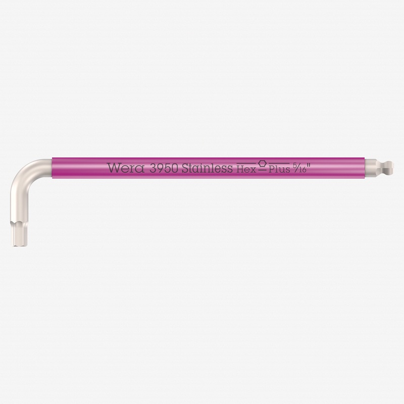 Wera 022857 Multicolor Hex-Plus Stainless L-key with Ball End, 5/16" x 195mm (Pink)