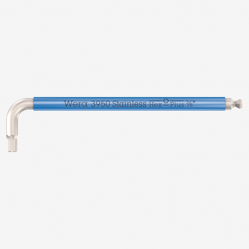 Wera 022858 Multicolor Hex-Plus Stainless L-key with Ball End, 3/8" x 224mm (Blue)
