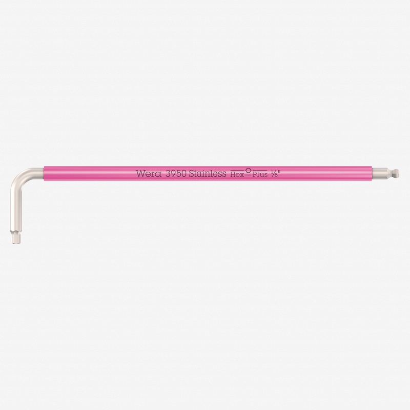 Wera 022852 Multicolor Hex-Plus Stainless L-key with Ball End, 1/8" x 123mm (Bright Pink)