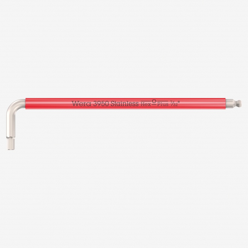 Wera 022855 Multicolor Hex-Plus Stainless L-key with Ball End, 7/32" x 172mm (Red)