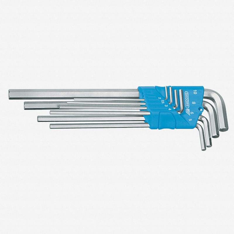 Gedore H 42 EL-88 Hexagon Allen key set long, in holder 8 pcs mm