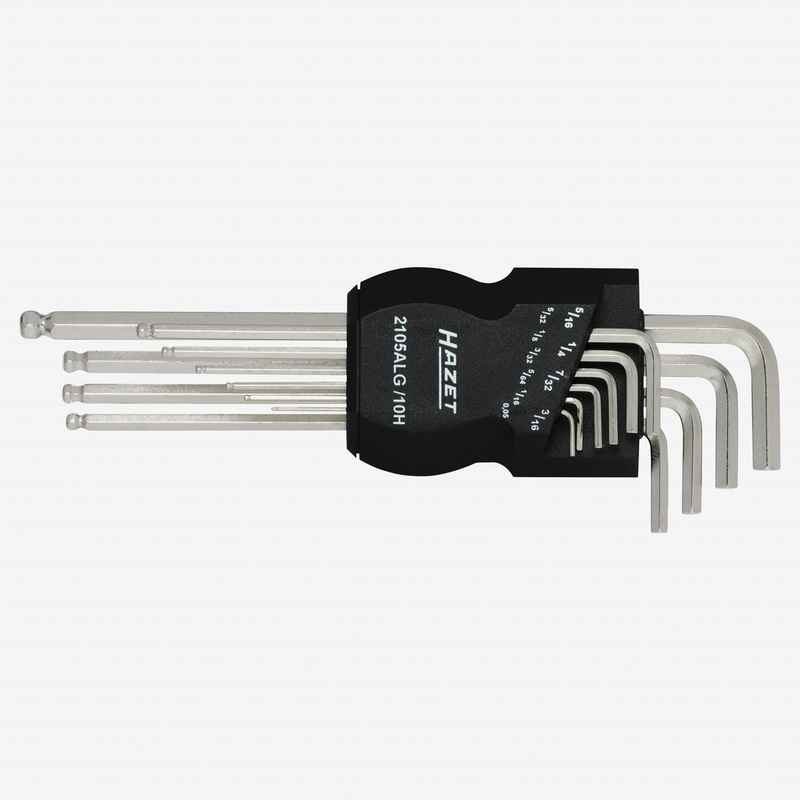 Hazet 2105ALG/10H Ball End SAE L-Key Set Long