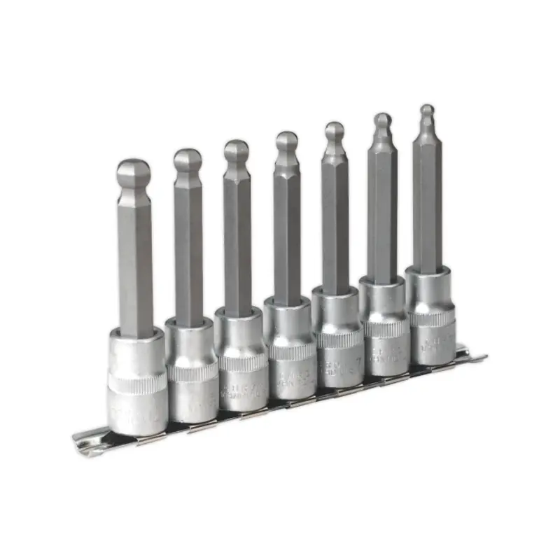 Sealey Ball-End Hex Socket Bit Set 7pc 100mm 1/2"Sq Drive Metric