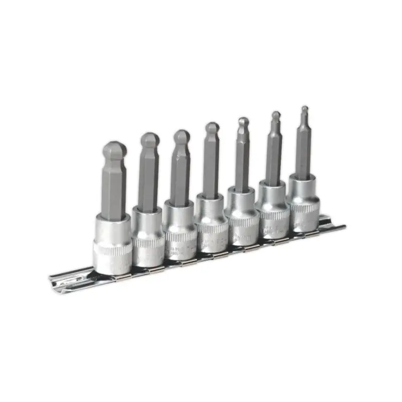 Sealey Ball-End Hex Socket Bit Set 7pc Metric 3/8"Sq Drive 62mm