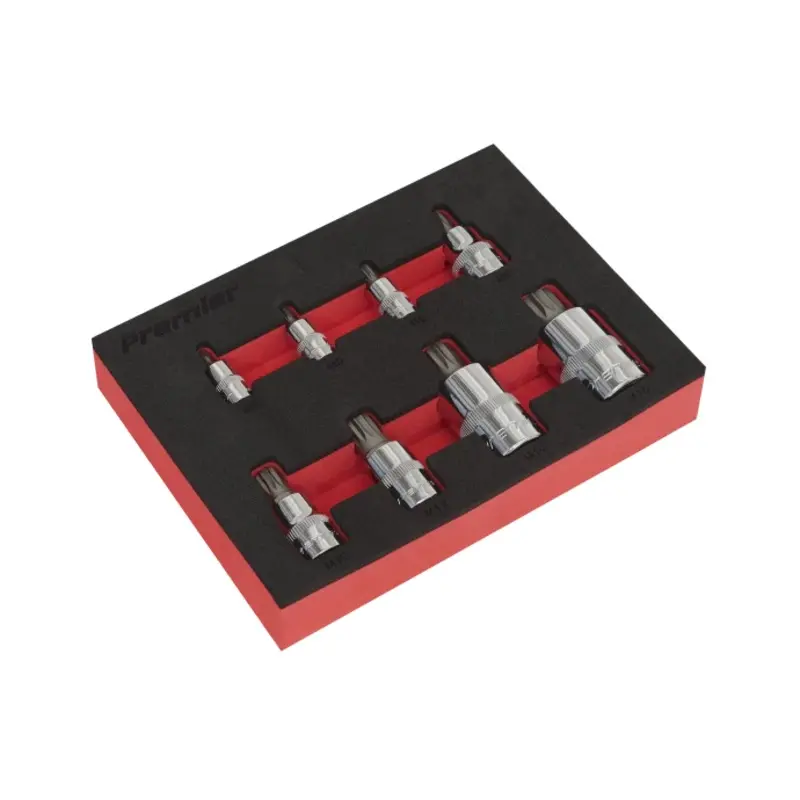 Sealey Spline Socket Bit Set 8pc 1/4", 3/8" & 1/2"Sq Drive