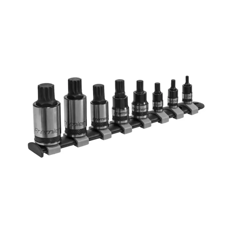 Sealey Spline Socket Bit Set 8pc 1/4", 3/8" & 1/2"Sq Drive Black Series