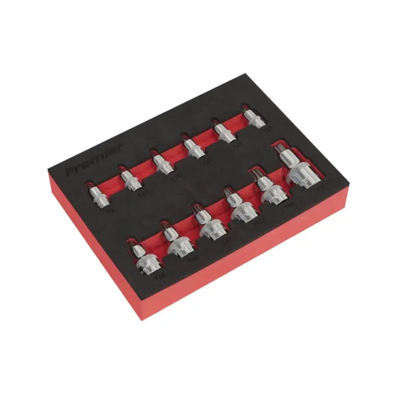 Sealey TRX-Star* Socket Bit Set 12pc Stubby 1/4", 3/8" & 1/2"Sq Drive