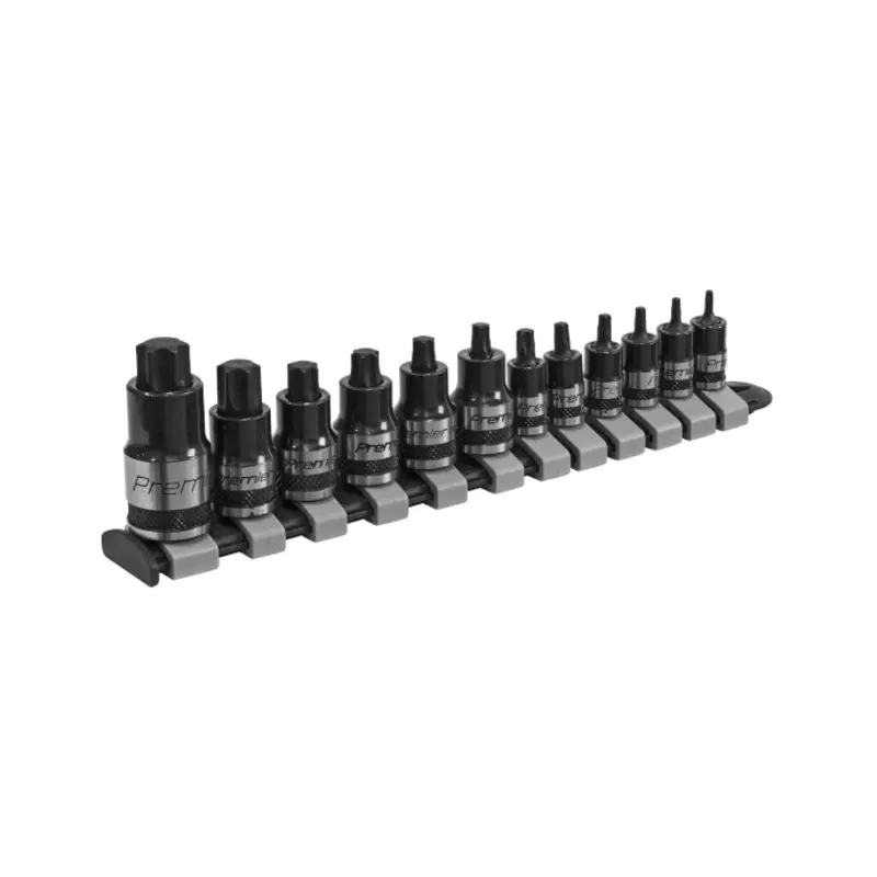 Sealey TRX-Star* Socket Bit Set 12pc Stubby 1/4", 3/8" & 1/2"Sq Drive Black Series