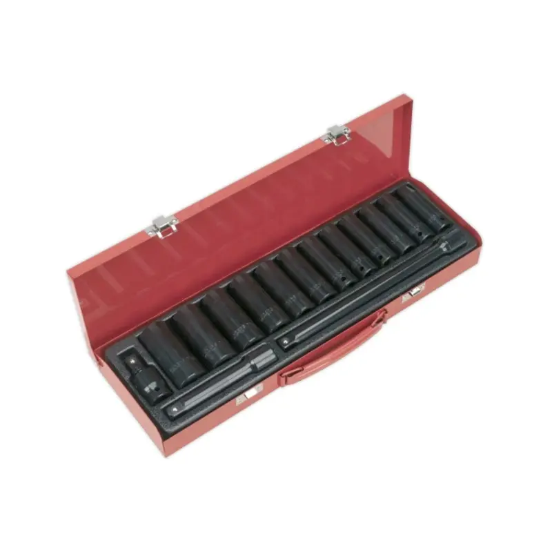 Sealey Impact Socket Set 15pc 1/2"Sq Drive Deep Metric