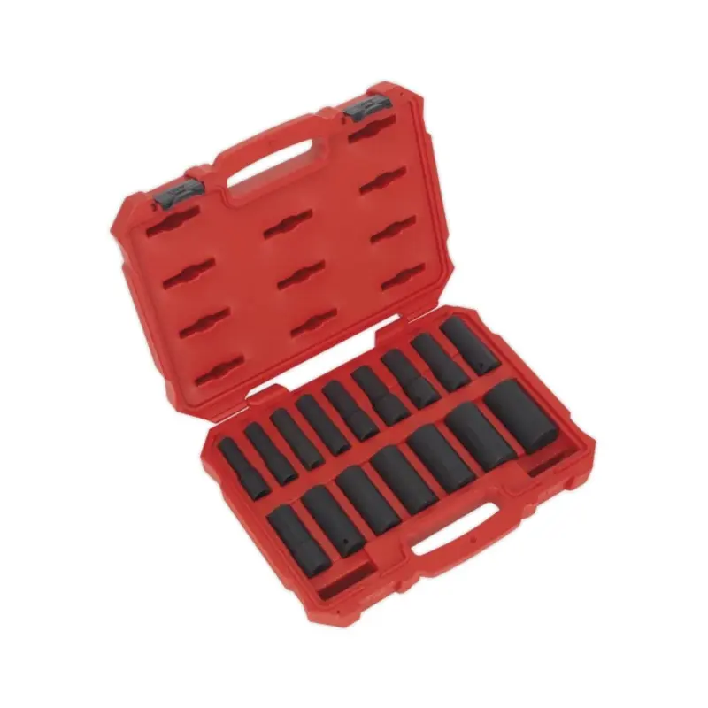 Sealey Impact Socket Set 16pc 1/2"Sq Drive Deep Lock-On 6pt Metric