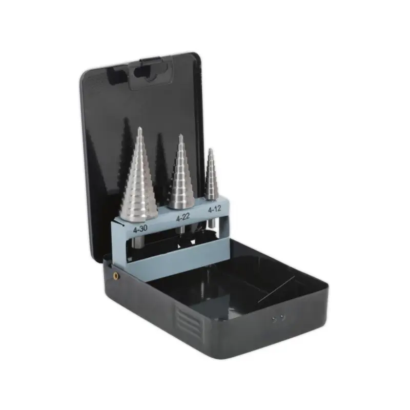 Sealey HSS 4341 Step Drill Bit Set 3pc Double Flute