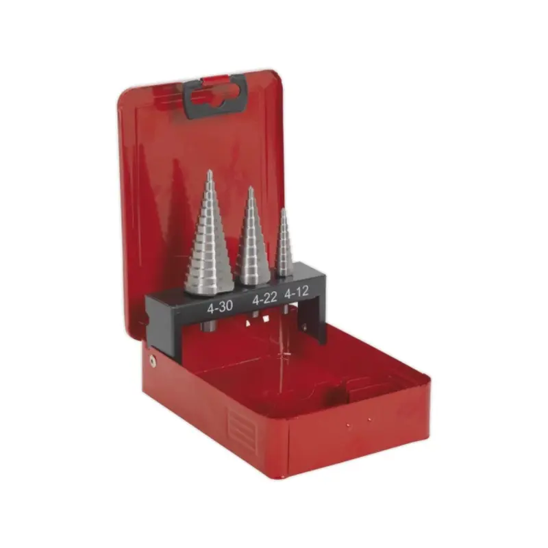 Sealey HSS M2 Step Drill Bit Set 3pc Double Flute
