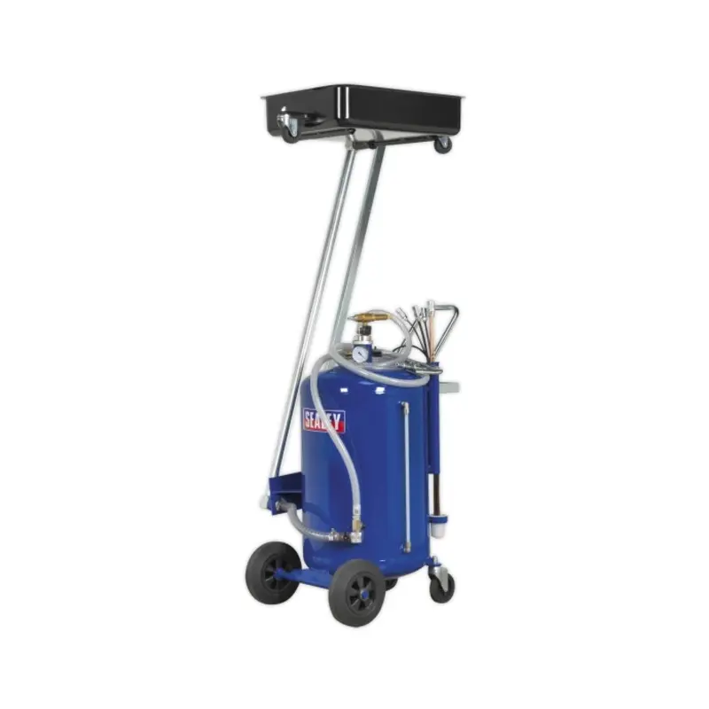 Sealey Mobile Oil Drainer with Probes 80L Cantilever Air Discharge
