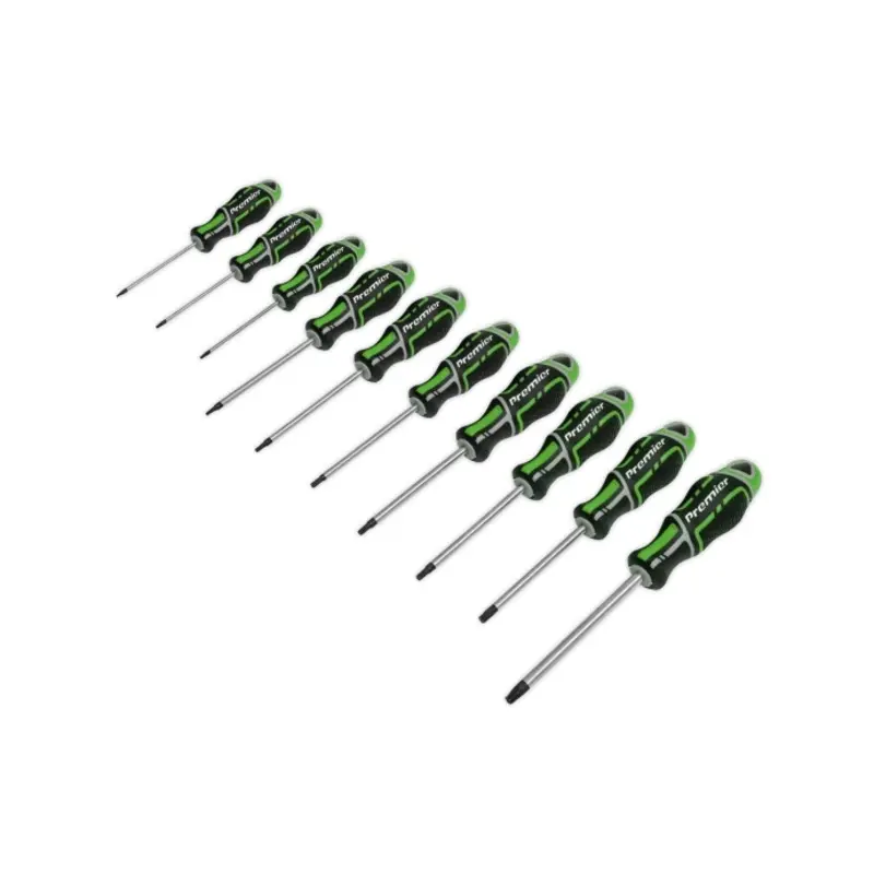 Sealey Screwdriver Set 10pc TRX-Star* GripMAX - Hi-Vis Green