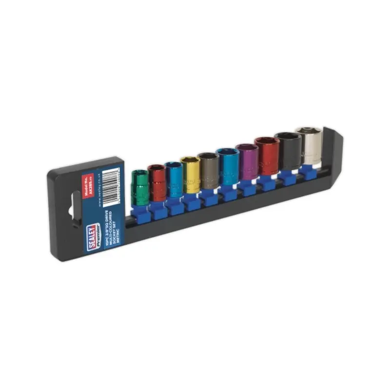 Sealey Multi-Coloured Socket Set 10pc 3/8"Sq Drive 6pt WallDrive Metric