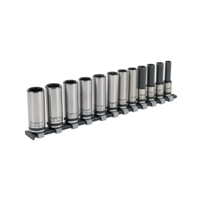 Sealey Socket Set 12pc 3/8"Sq Drive Deep Lock-On 6pt Metric - Black Series