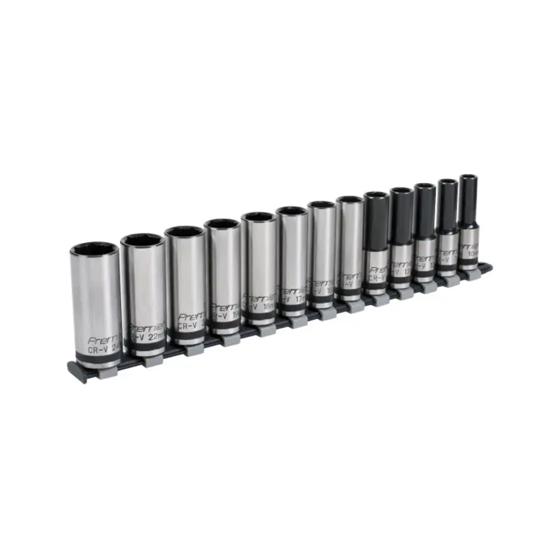 Sealey Socket Set 13pc 1/2"Sq Drive Deep Lock-On 6pt Metric - Black Series