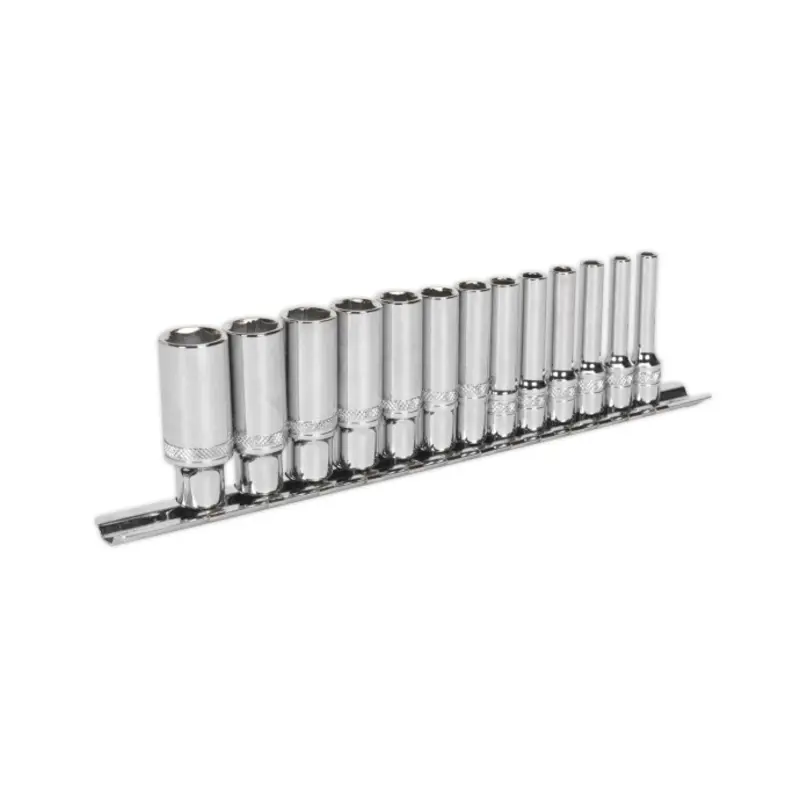 Sealey Socket Set 13pc 1/4"Sq Drive Deep Lock-On 6pt Metric