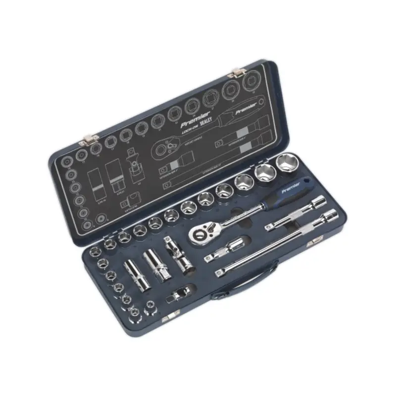 Sealey Socket Set 26pc 1/2"Sq Drive Lock-On 6pt Metric