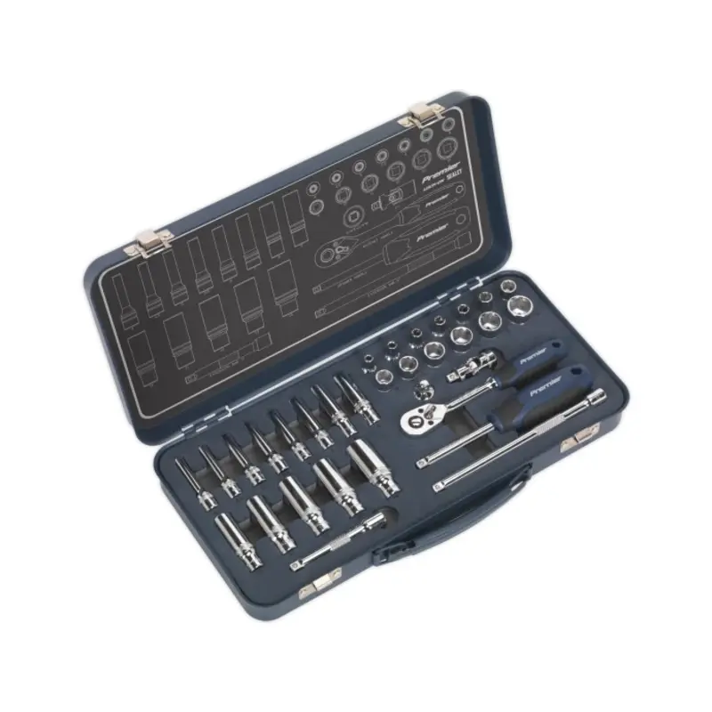 Sealey Socket Set 32pc 1/4"Sq Drive Lock-On 6pt Metric