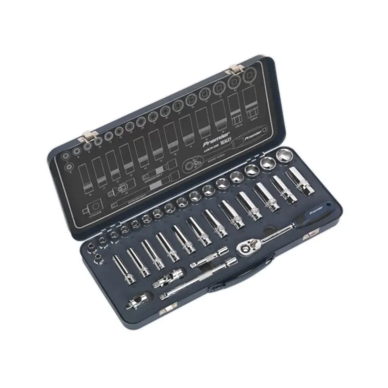 Sealey Socket Set 34pc 3/8"Sq Drive Lock-On 6pt Metric
