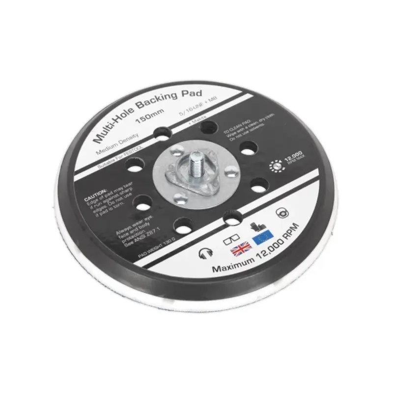 Sealey Universal Dust-Free Stick-On DA Backing Pad 150mm x 5/16"UNF & M8
