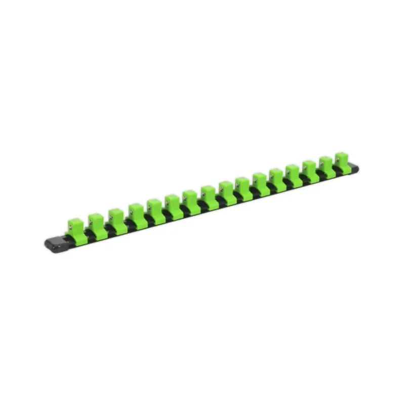 Sealey Socket Retaining Rail with 16 Clips 1/2"Sq Drive - Hi-Vis Green