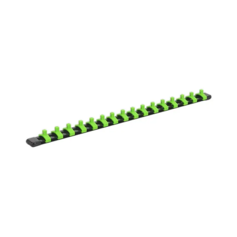 Sealey Socket Retaining Rail with 16 Clips 1/4"Sq Drive - Hi-Vis Green