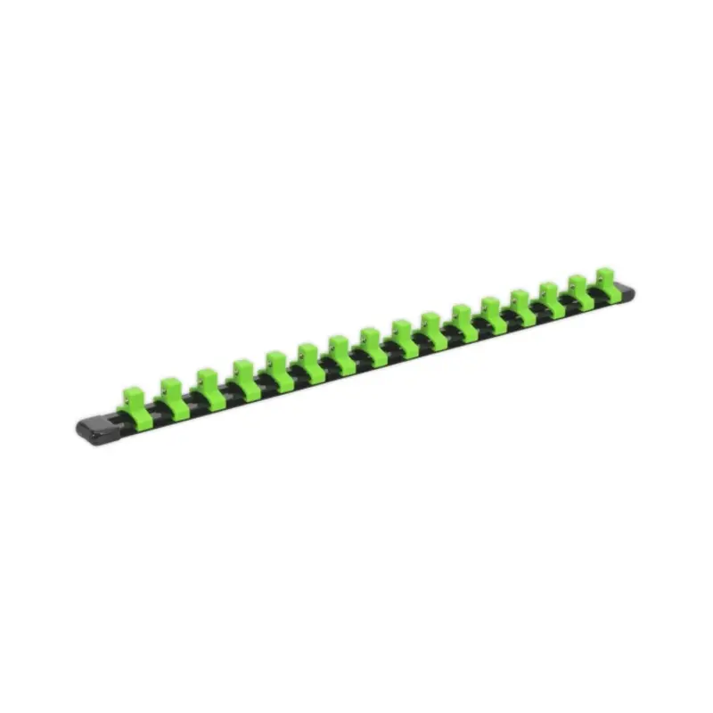 Sealey Socket Retaining Rail with 16 Clips 3/8"Sq Drive - Hi-Vis Green