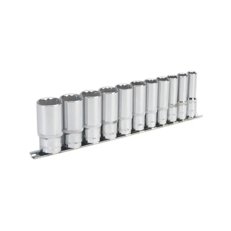 Sealey Socket Set 11pc 3/8"Sq Drive 12pt Deep WallDrive Imperial