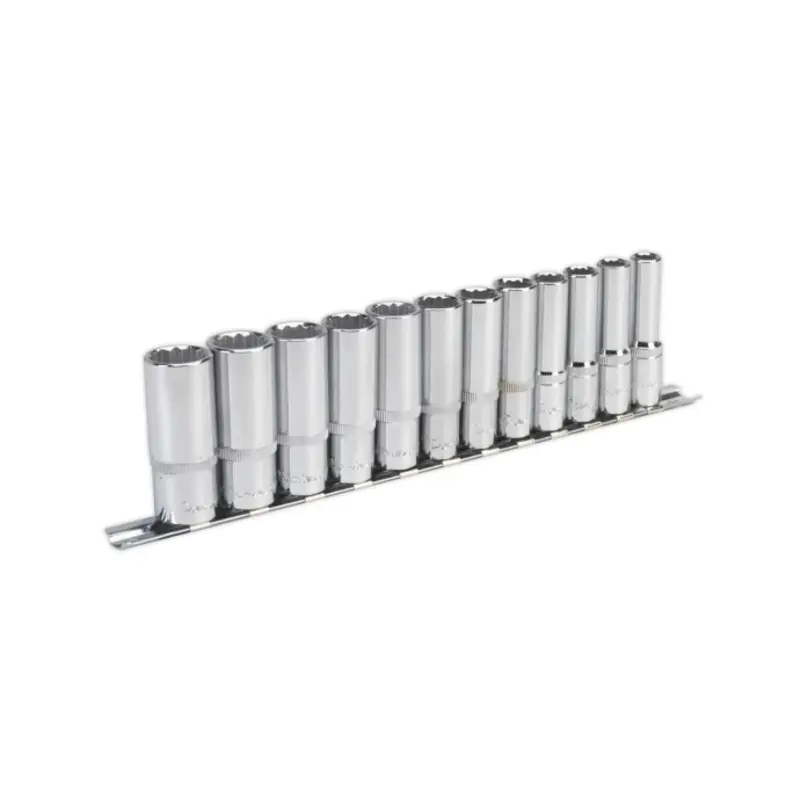 Sealey Socket Set 12pc 3/8"Sq Drive 12pt Deep WallDrive Metric