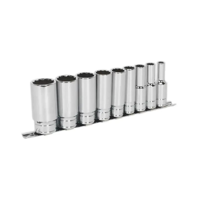Sealey Socket Set 9pc 1/2"Sq Drive Deep Whitworth