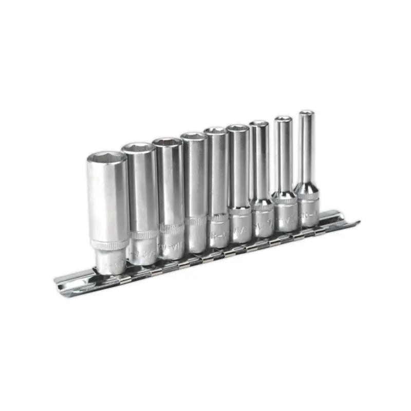 Sealey Socket Set 9pc 1/4"Sq Drive 6pt Deep WallDrive Imperial