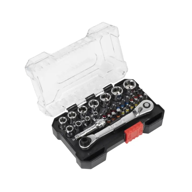 Sealey Socket & Bit Set 1/4"Sq Drive Colour-Coded 31pc