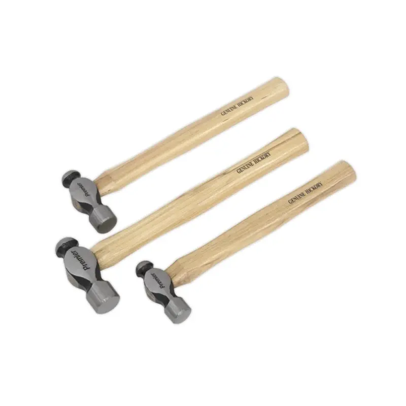 Sealey Ball Pein Hammer Set 3pc Hickory Shafts