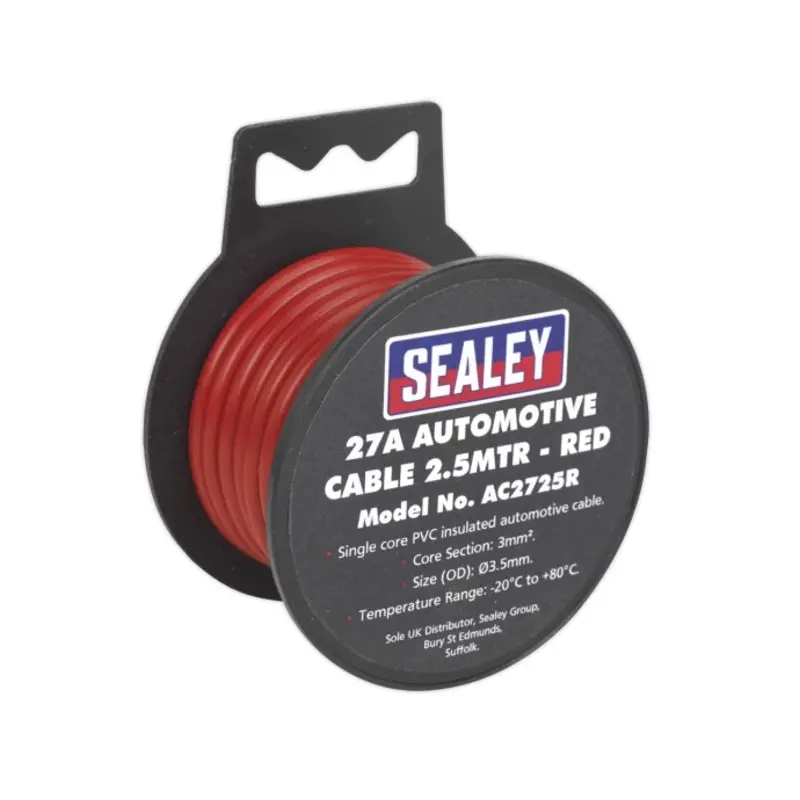 Sealey Automotive Cable Thick Wall 27A 2.5m Red