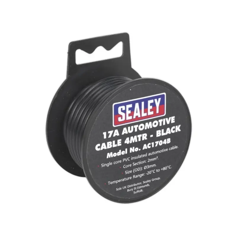 Sealey Automotive Cable Thick Wall 17A 4m Black