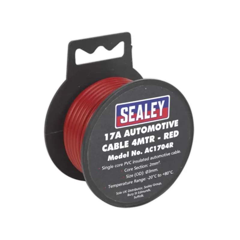 Sealey Automotive Cable Thick Wall 17A 4m Red