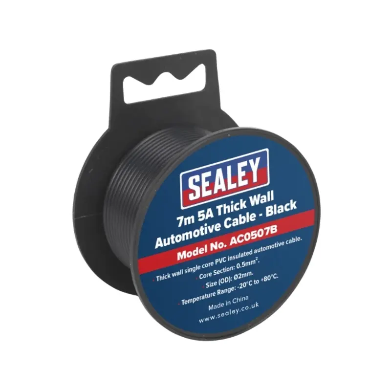 Sealey Automotive Cable Thick Wall 5A 7m Black