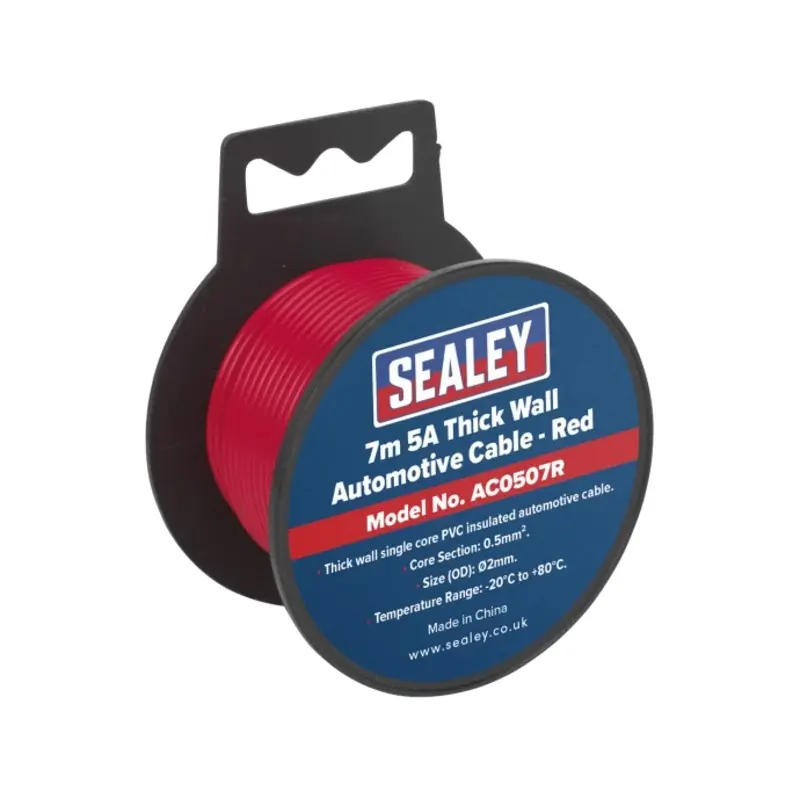 Sealey Automotive Cable Thick Wall 5A 7m Red