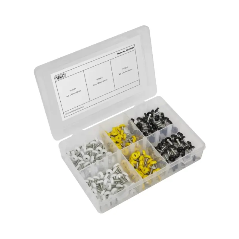 Sealey Numberplate Screw Assortment 195pc 4.8mm x 18mm - Plastic Enclosed Head