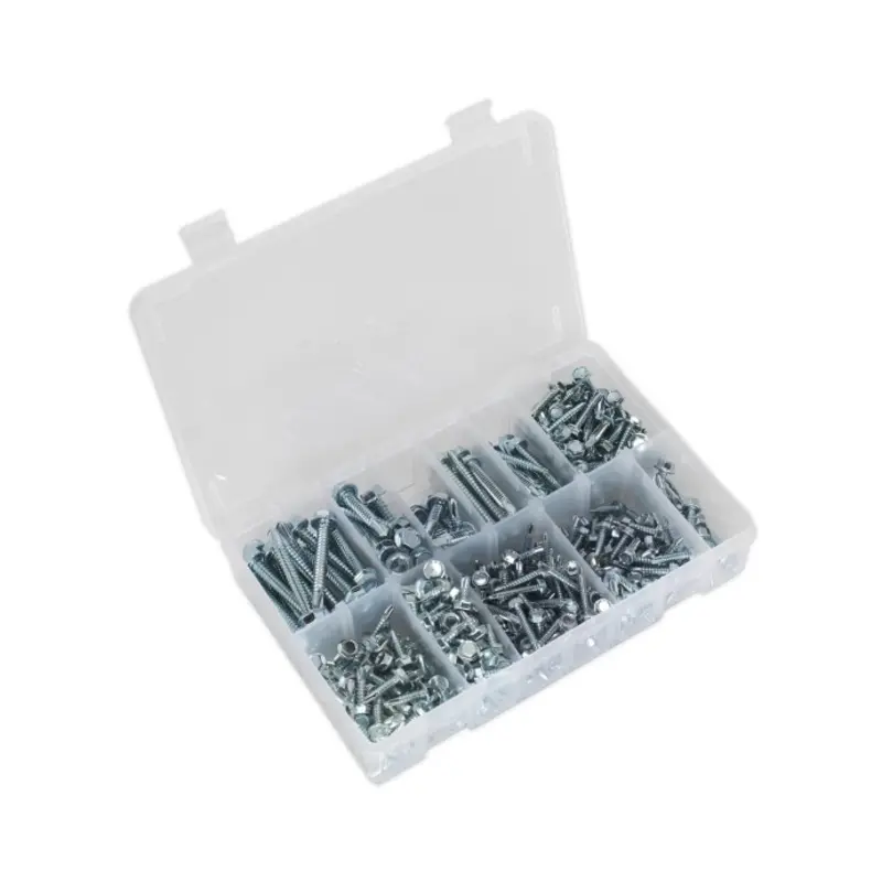 Sealey Self-Drilling Screw Assortment 410pc Hex Head Zinc