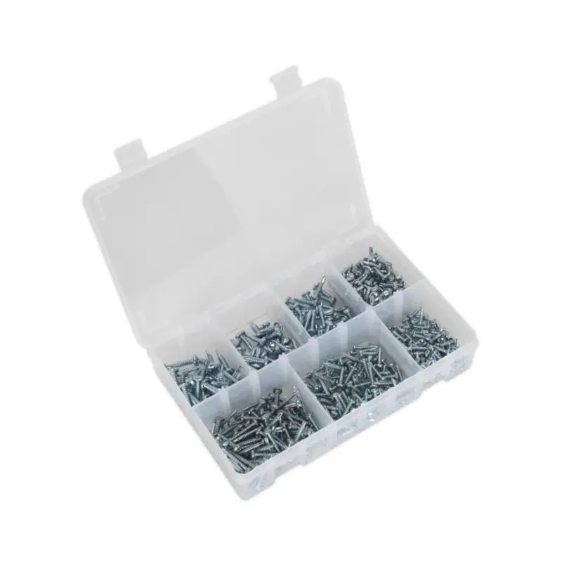 Sealey Self-Drilling Screw Assortment 500pc Pan Head Phillips Zinc