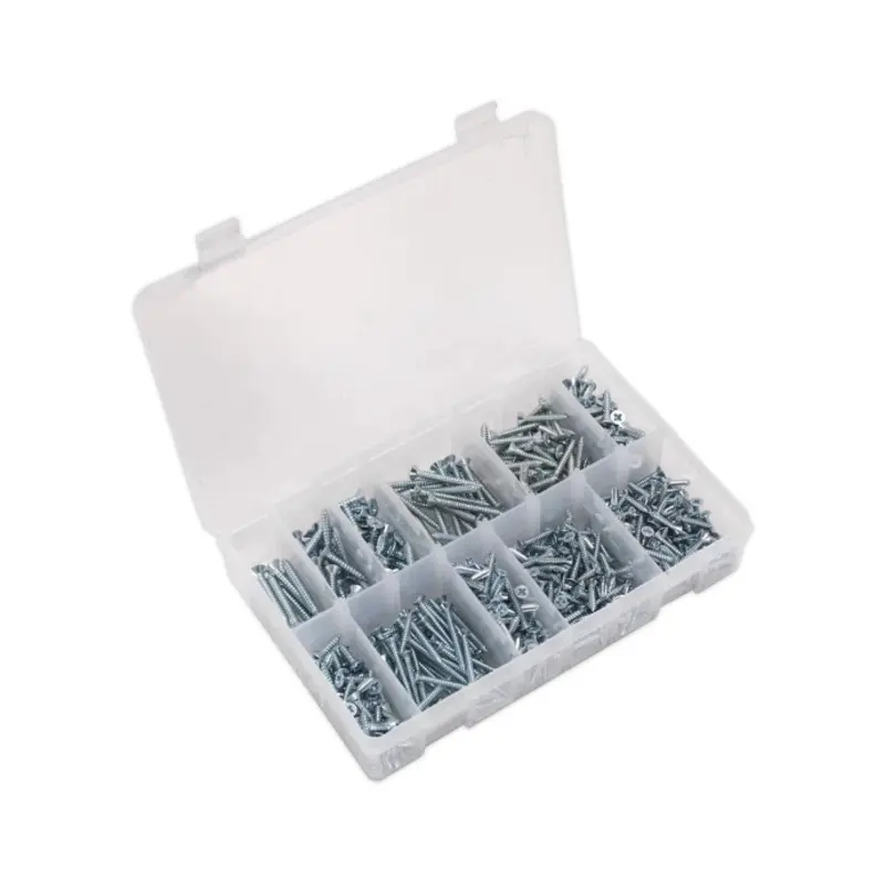 Sealey Self-Tapping Screw Assortment 600pc Countersunk Pozi Zinc