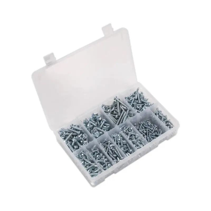 Sealey Self-Tapping Screw Assortment DIN 7981CZ 700pc Pan Head Pozi Zinc