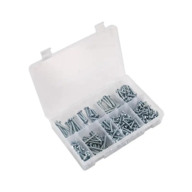 Sealey Self-Tapping Screw Assortment DIN 798CZ 305pc Pan Head Pozi Zinc