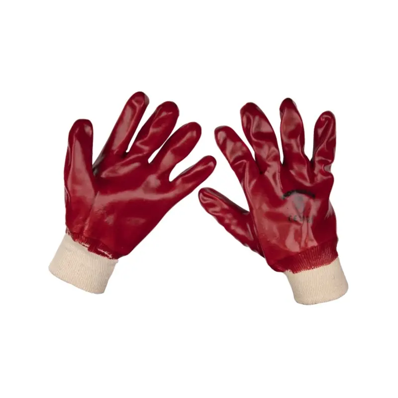 Sealey PVC Knit Wrist Gloves (Large) - Pack of 12 Pairs