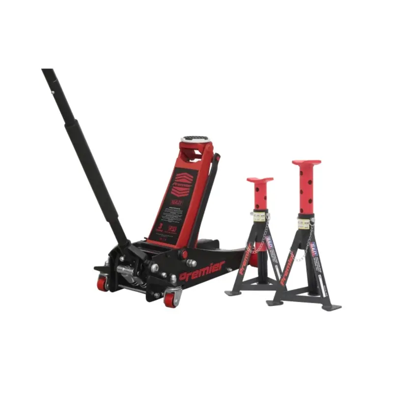 Sealey Trolley Jack 3t & Axle Stands (Pair) 3t per Stand Combo