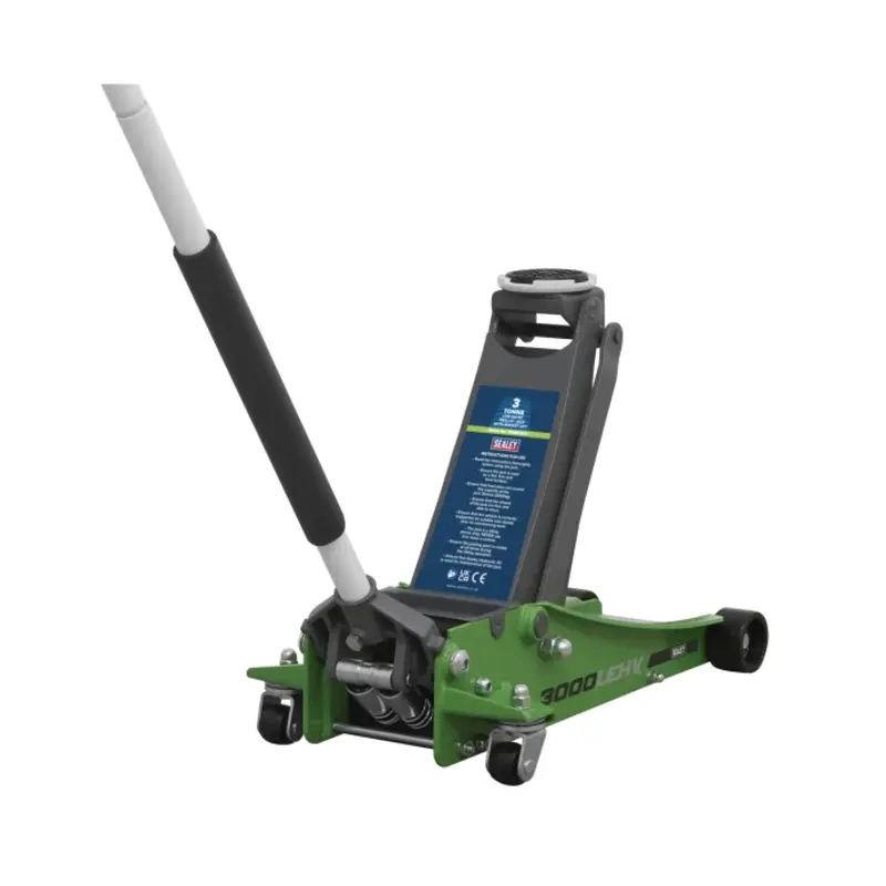 Sealey Trolley Jack 3 Tonne Low Profile Rocket Lift Hi-Vis Green