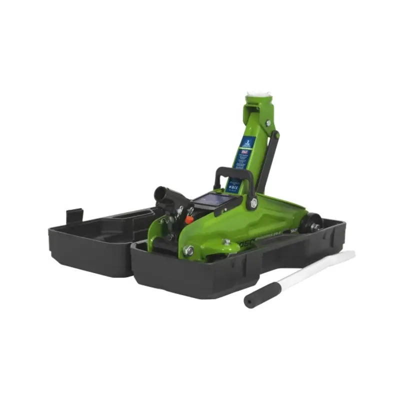 Sealey Trolley Jack 2 Tonne Hi-Vis Short Chassis with Storage Case